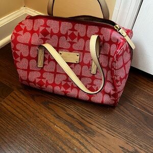 Kate Spade Red and Cream Tote with Geometric Pattern